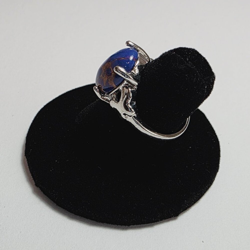 Blue and Copper Stone Statement Ring Silver Tone | EU 16 (US 6) - Picture 4 of 7